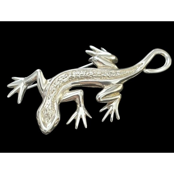 Sterling Silver Lizard Brooch Pin Textured D'Molino Mexico 925 17g TM-90 Iguana - Picture 9 of 10